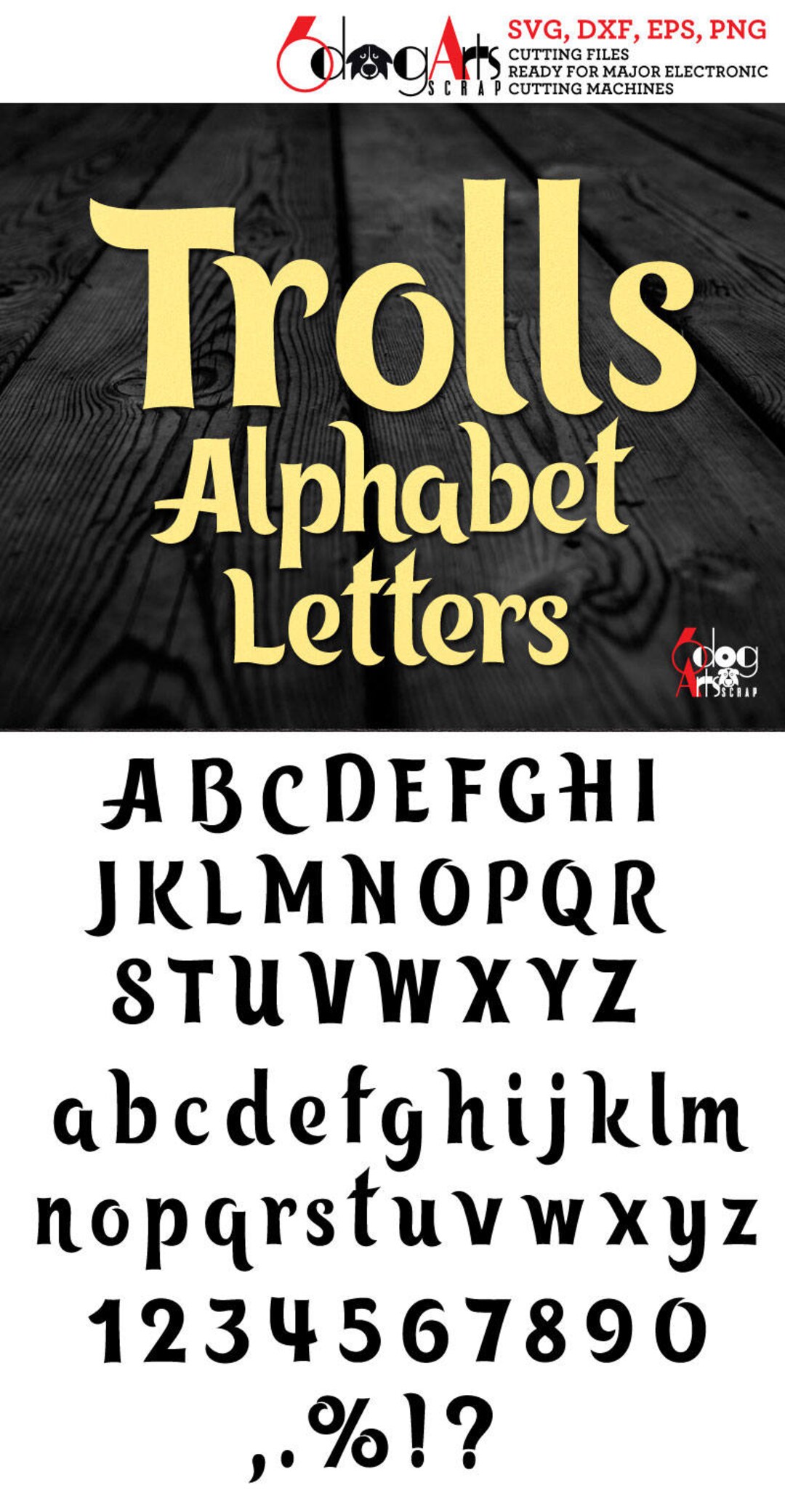 Trolls Alphabet SVG DXF Vector Images Monogram Cuttable Letters Vinyl