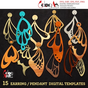 15 modèles de boucle d'oreille SVG DXF Aile de papillon bois acrylique métal cuir Télécharger des fichiers numériques vectoriels Laser Cricut GlowForge découpe JB-1602