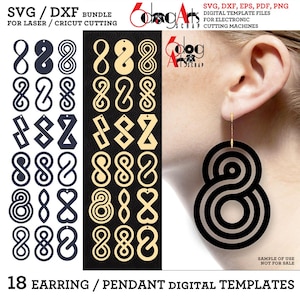 Bundle di file SVG/DXF per modelli digitali di orecchini: scarica per Laser Glowforge Cricut Cutting JB-1754
