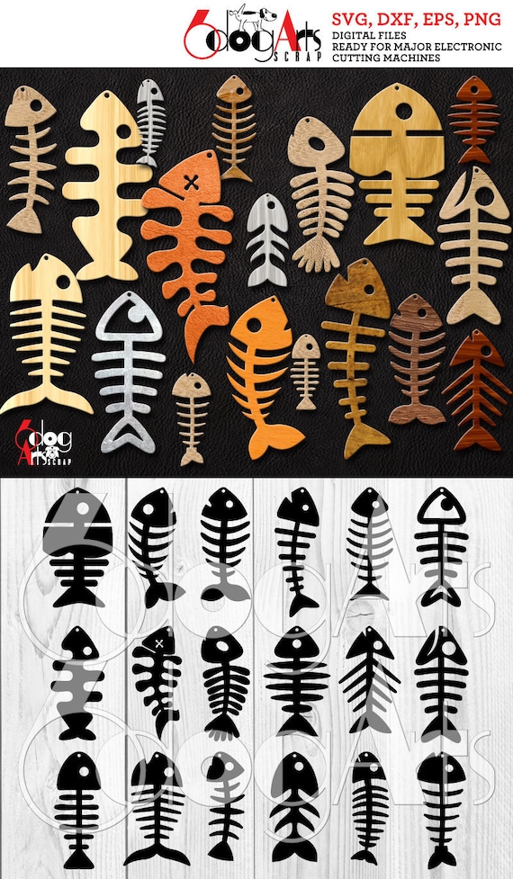 18 Earring SVG DXF Templates Fish-Bone Wood / Acrylic / Metal Jewelry Download Vector Digital Files Laser Cricut Plasma Die Cutting JB-1081