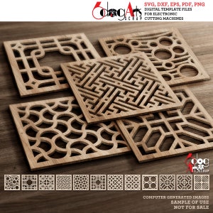12 Coaster Trivet Grill Wall Decor Templates Vector Digital SVG DXF Files Instant Download cnc Laser Cutting Plasma Cricut Maker JB-1708