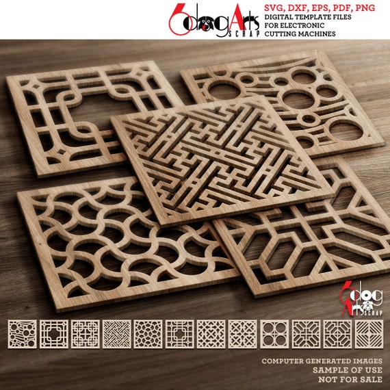 12 Coaster Trivet Grill Wall Decor Templates Vector Digital SVG DXF Files Instant Download cnc Laser Cutting Plasma Cricut Maker JB-1708
