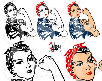 Rosie the Riveter Girl Power digitale bestanden SVG DXF voor lasersnijden (Cricut), vinyl hitteoverdracht, zeefdruk JB-1263