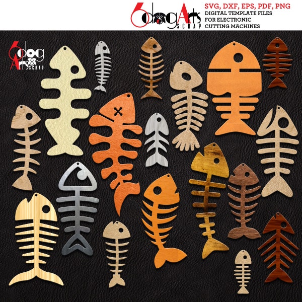 18 Earring SVG DXF Templates Fish-Bone Wood / Acrylic / Metal Jewelry Download Vector Digital Files Laser Cricut Plasma Cutting JB-1081