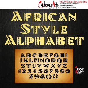 African TTF Font & SVG Alphabet Vector Images for Laser Cricut Cutting Download JB-1291
