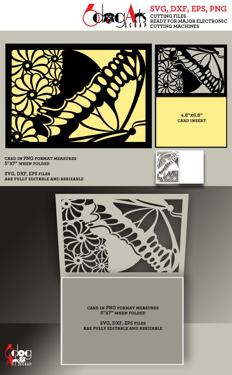 Download Butterfly Lace Card Template Digital Cut SVG DXF Files ...