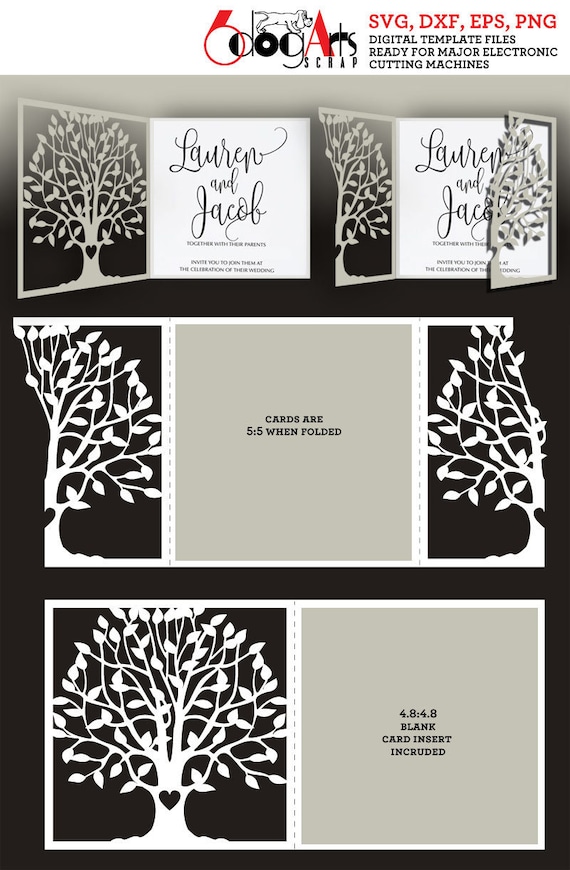 Download 2 Tree Lace Card Templates Digital Cut Svg Dxf Files Wedding Etsy