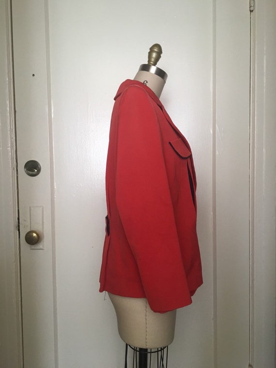 1940s 40s Red and navy gabardine swing jacket bla… - image 3