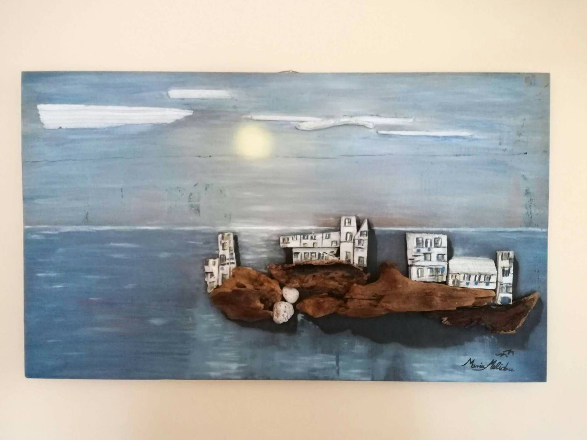 Greek Island Wall Art Coastal Decor Nautical 3D Oil Painting Etsy