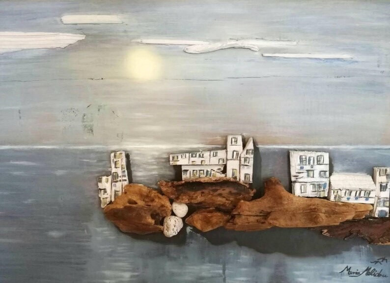Greek Island Wall Art Coastal Decor Nautical 3D Oil Painting Etsy