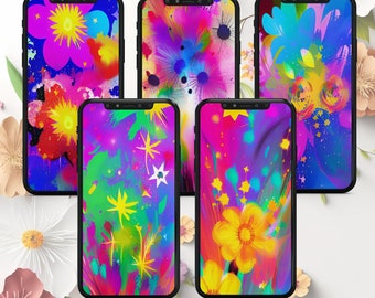 DIGITAL DOWNLOAD Vibrant Abstract Nature Phone Wallpapers x 5