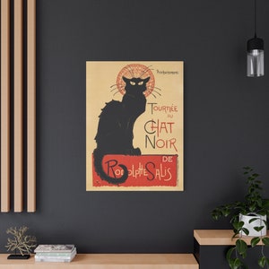 Tournée du Chat Noir Stretched Canvas Wall Art, Black Cat Reproduction Vintage Canvas Print, Tournee du Chat Noir Painting Ready to Hang