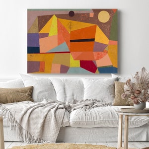 Paul Klee Heitere Gebirgslandschaft (Joyful Mountain Landscape) (1929) Stretched Canvas Wall Art, Paul Klee Reproduction Abstract Painting