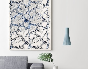 William Morris Wall Flowers Pattern Stretched Canvas Wall Art, William Morris Flowers Fabric Pattern, Vintage Reproduction Victorian Art