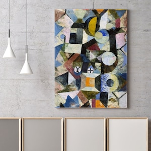 Paul Klee Composition with the Yellow Half Moon and the Y Stretched Canvas Wall Art, Paul Klee Reproduction Painting Print Abstract Wall Art