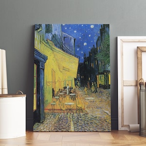 Vincent Van Gogh Cafe Terrace at Night Stretched Canvas Wall Art, Van Gogh Reproduction Print, Van Gogh Painting Home Decor Ready to Hang