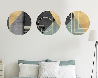 Circles Wall Decal, Modern Shapes Wall Sticker, Abstract Wall Decal, Concrete Decal, Living Wall Room Decor, Bedroom Boho Wall Art Decor