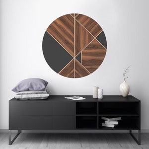 Circle Wall Decal, Circle Wall Sticker, Wood Wall Sticker, Geometric Wall Art, Abstract Shapes Wall Decal, Bed Room Wall Decor