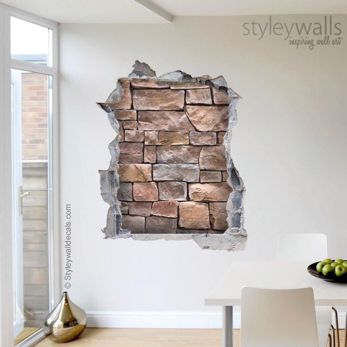 Lisa falsa piedra de ladrillo de pared calcomanía vertical Mural