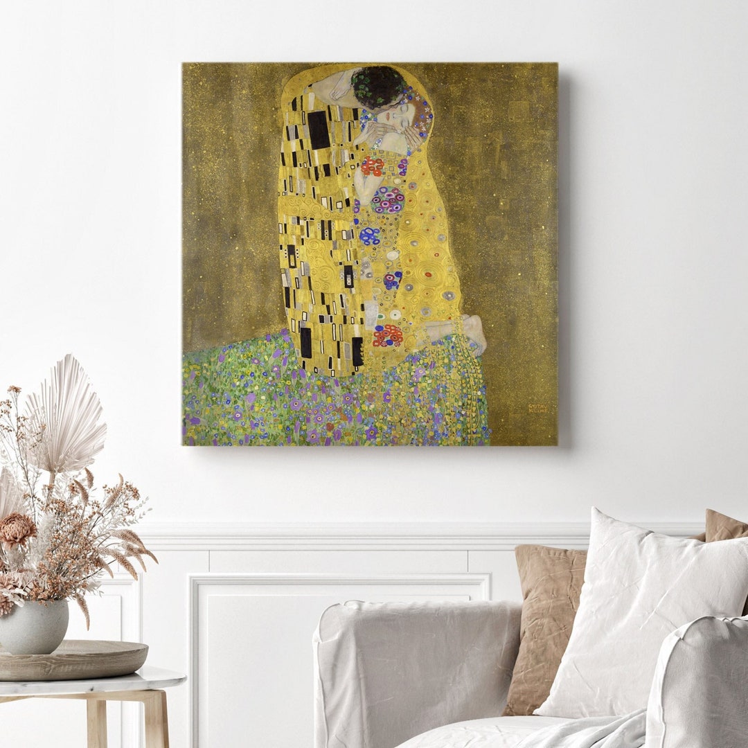 The Kiss Gustav Klimt Stretched Canvas Wall Art, Gustav Klimt ...