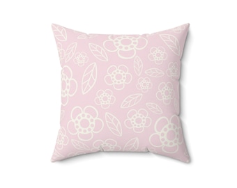 Rosa Blumen-Muster-Kissen, gesponnenes quadratisches Polyester-Kissen, dekoratives Kissen und Kissen für Raumdekor, Kinderzimmer-Raumkissen, Wohnzimmer