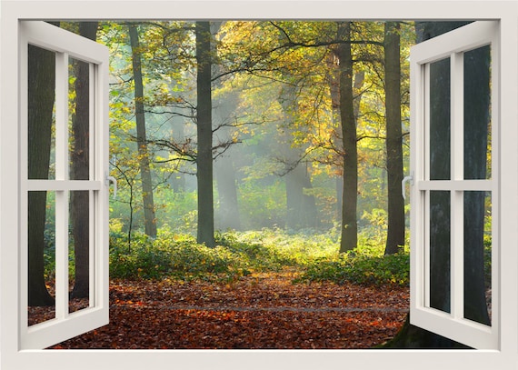 Wald-Wandtattoo Herbst Wandtattoo 3d Fenster Wandtattoo Wald-Wandtattoo Herbst Wandtattoo 3d Fenster Wandtattoo