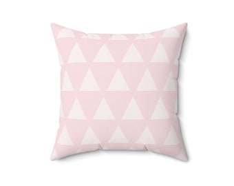 Pink Triangles Pattern Throw Pillow, Decorative Geometric Pattern Pillow, Spun Polyester Square Pillow, Decorative Cushion and Pillow