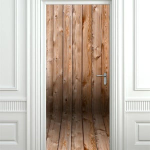 Wooden Planks Wall Door Sticker, Wooden Door Sticker, Wood Wall Decal, Wood Textured Door Cover, Wood Wallpaper Mural Home Decor