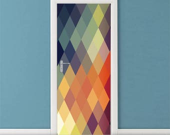 Abstract Modern Wall Decal, Abstract Shapes Wall Sticker, Abstract Door Decor, Abstract Shapes Door Mural, Door Cover Wrap Home Decor