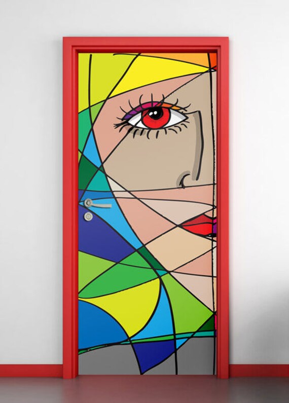 Adesivo Design porta - Kandinsky Giallo Rosso e Blu - KANDINSKY Yellow, Red & Blue Decorazione adesiva per