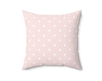 Almohada de lunares rosas, almohada cuadrada de poliéster hilado, cojín decorativo y almohada para la decoración de la habitación, almohada decorativa para la guardería