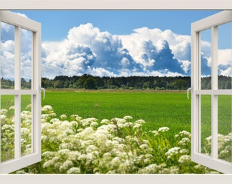 3D Nature Wall Sticker – Beautiful Flowers & Trees, Smashed View Design For Bedroom – Z571