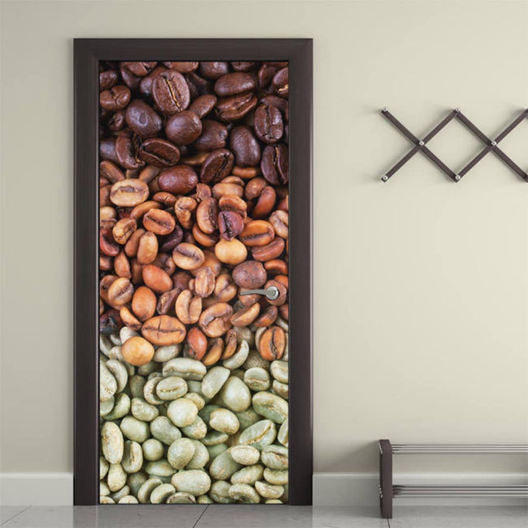 Coffee Beans Wall Sticker, Coffee Wall Decal, Kitchen Door Decor