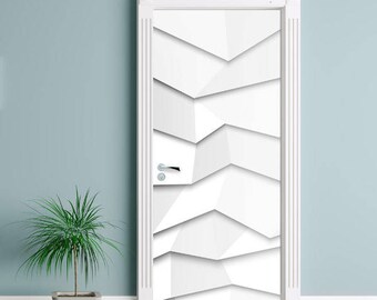 Calcomanía de pared de origami, calcomanía para puerta, papel tapiz para puerta, mural para puerta, arte de pared abstracto, decoración del hogar para dormitorio y sala de estar, calcomanía para cubrir puerta