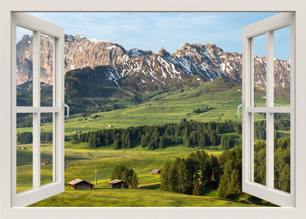 Details about   Mountain landscape Wall Clings Self Adhesive Wall Decal Mural 3D window