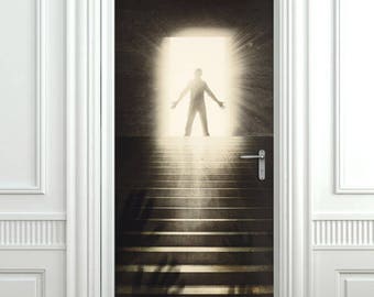 Stairs Wall Decal, Door Wall Decal, Door Mural, Door Sticker, Door Wallpaper, Door Covering, Home Design Sticker, Fridge Door Home Decor