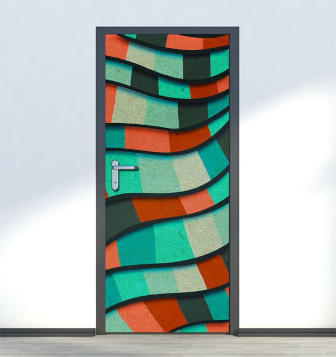Abstract Door Decal Mural, Abstract Wall Sticker, Surreal Door Decor