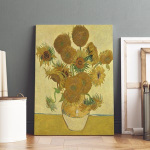 Vincent Van Gogh Sunflowers Stretched Canvas Wall Art, Van Gogh Modern Art Reproduction Print, Ready to Hang Van Gogh Painting Home Decor