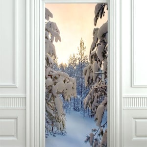 Winter Wall Decal, Snow Wall Sticker, Door Mural, Snowing Door Mural Nature Wallpaper, Door Sticker, Home Design Door Sticker, Door Covering