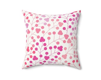 Rosa Blattmuster-Kissen, gesponnenes quadratisches Polyester-Kissen, Dekokissen und Kissen für Raumdekor