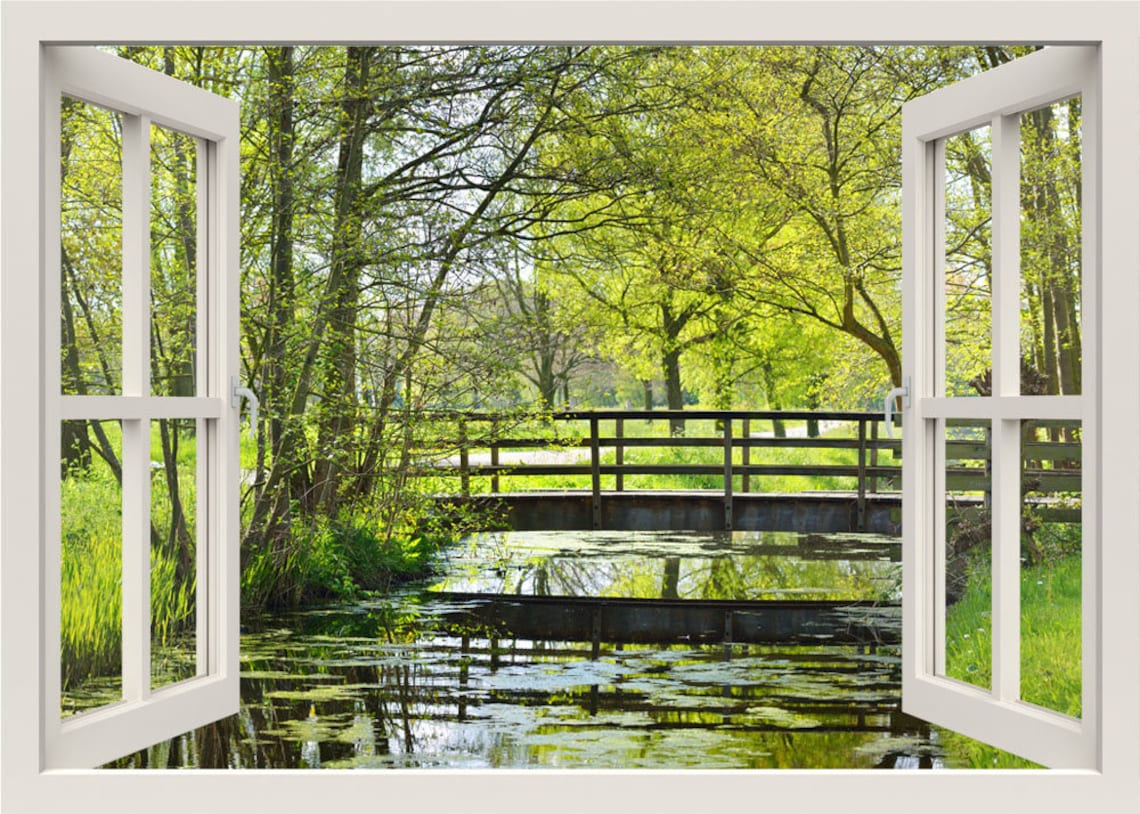 Bridge Over the River Wall Decal 3d Window View Nature Wall Etsy