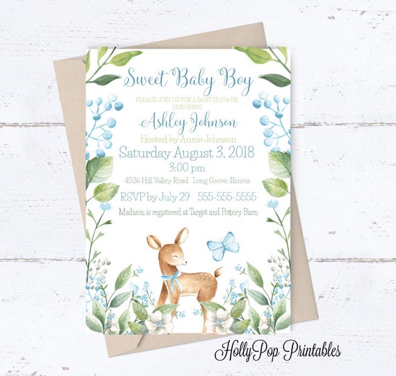 baby deer baby shower invitations