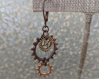 Steampunk Gear Earrings, industrial, cos-play