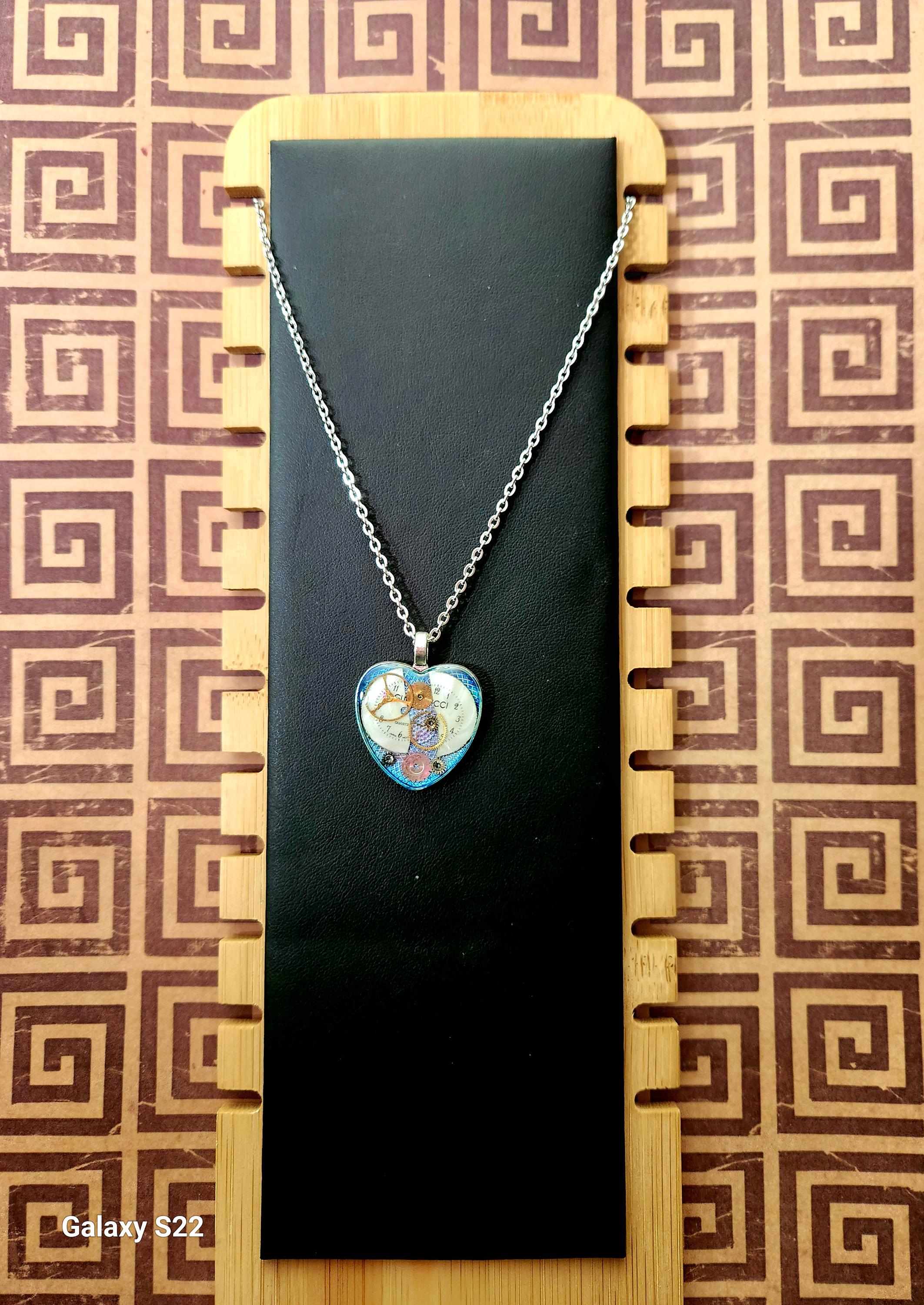 STEAMPUNK NECKLACE HEART, Old Watch Parts, Industial, Gift for Mom 