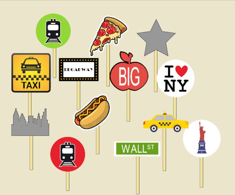 13 Nyc Subway Cupcake Toppers Food Picks Birthday Etsy