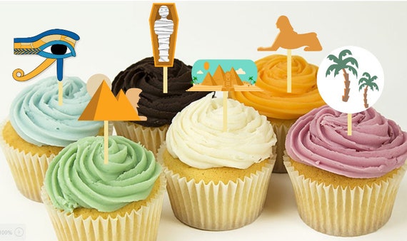 12 Egypt Pyramids Toga Party Cupcake Toppers Food Etsy