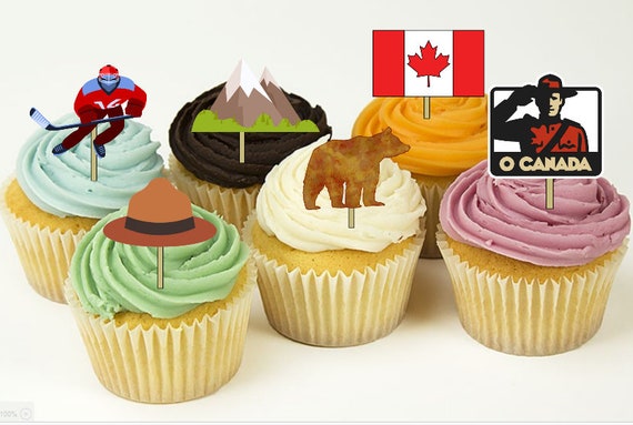 12 Canada Toronto Party Cupcake Toppers Food Etsy