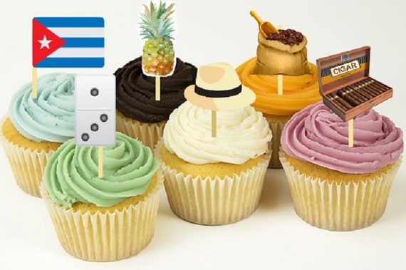12 Cuba Havana Nights Theme Party Cupcake Toppers Food Etsy