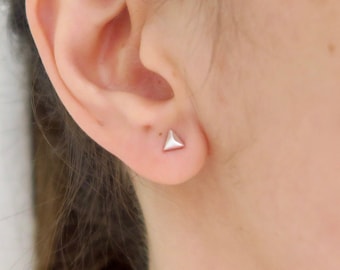 Triangle Stud Earrings, Sterling Silver 925