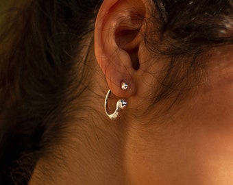 Drops earrings, two piece earrings, Silver 925